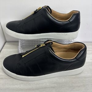 Women's Vionic Black Splendid Ellis Gold Zipper White Soles US 9.5 Comfort Shoes